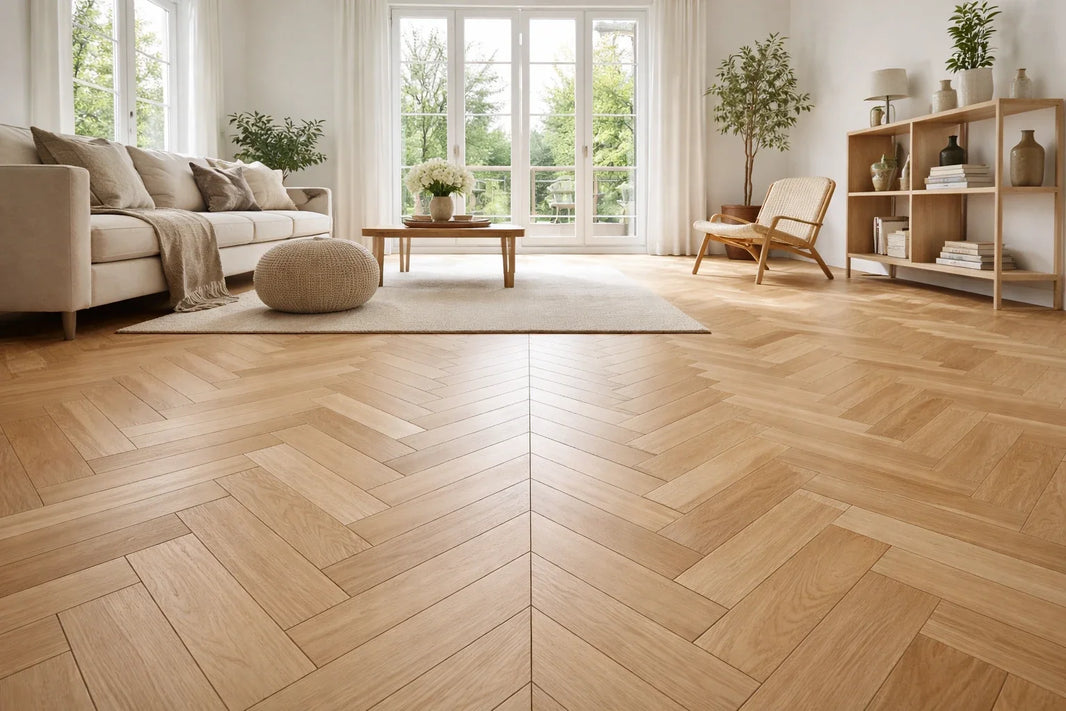 Chevron gulv: Den elegante kusine til sildeben